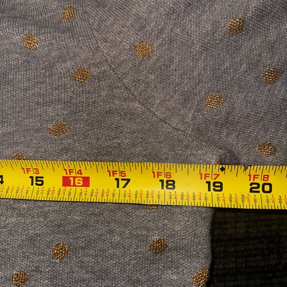 Ann Taylor Loft Gray Knit Pullover Sweater with Gold Foil Polka Dots ~ Medium - Picture 7 of 8